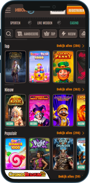 Neon54 Casino Mobiele applicatie