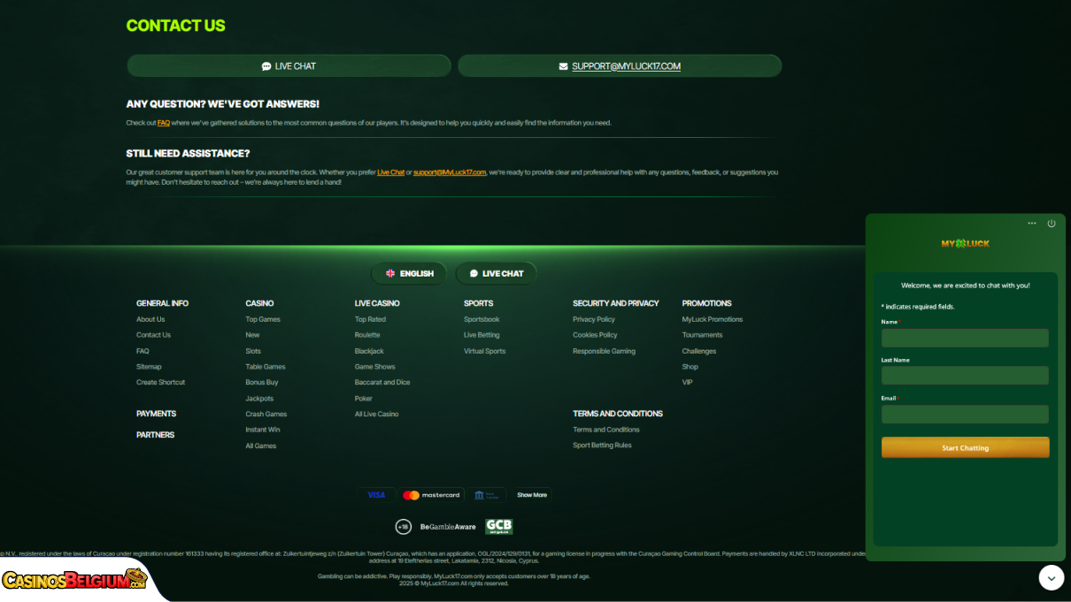 MyLuck Casino Klantenondersteuning