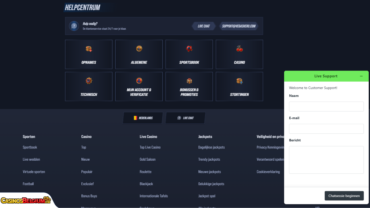 VegasHero Casino Klantenondersteuning