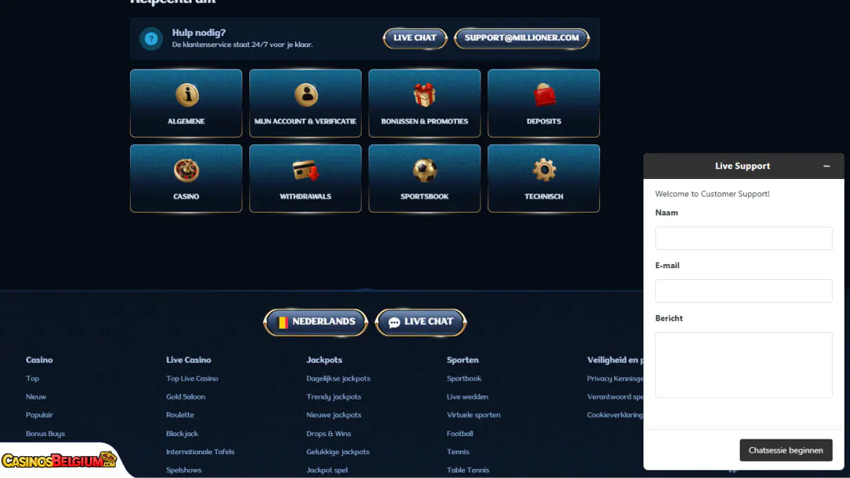 Millioner Casino Klantenondersteuning