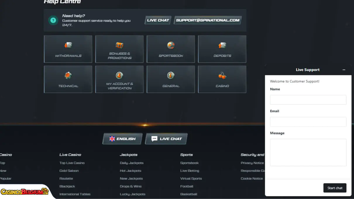 Spinational Casino Klantenondersteuning