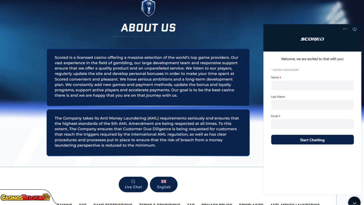 Scored Casino Klantenondersteuning