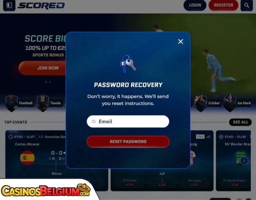 Scored Casino Problemen met inloggen