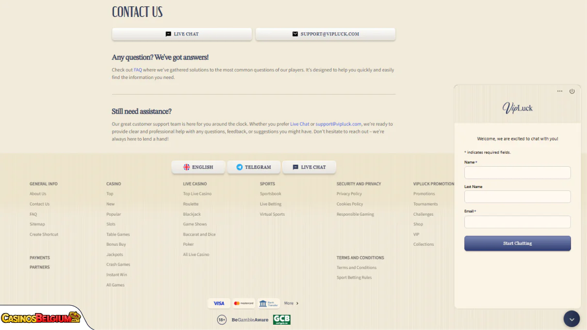 VipLuck Casino Klantenondersteuning
